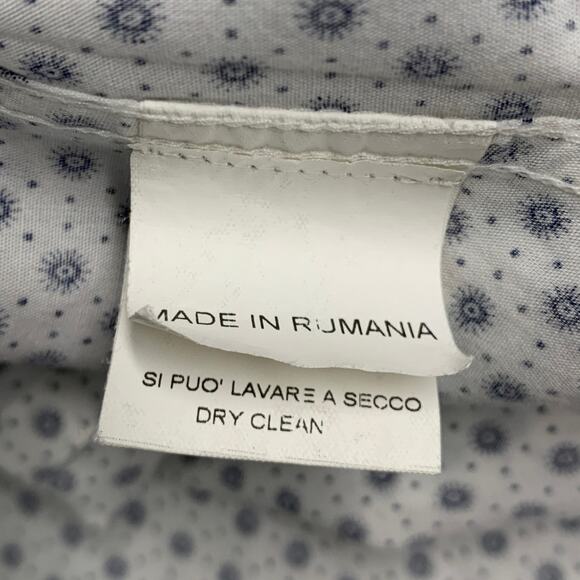 LAB PAL ZILERI Size L White Blue Dots Cotton Long Sleeve Shirt - Picture 6 of 8